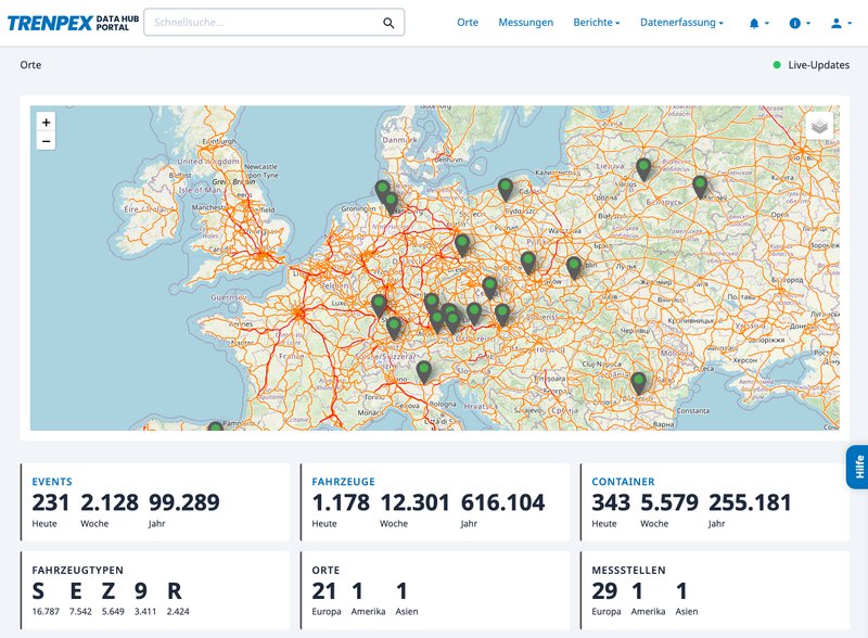 TRENPEX liefert seinen Kunden über das webbasierte Portal weltweit volle Kontrolle über alle relevanten Daten: Sie erhalten Informationen zu jedem Messevent, jedem Fahrzeug, jedem Container, jedem Fahrzeugtyp, jedem Messort und jeder Messstelle.