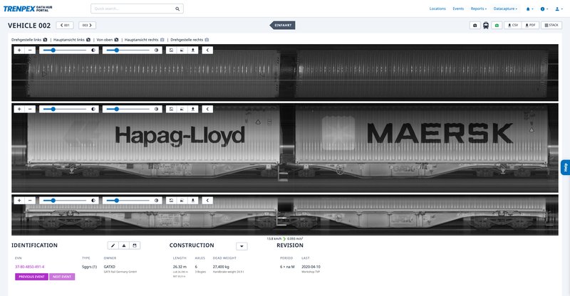 The TRENPEX portal provides customers with high-resolution images of every detail, down to the smallest screw, in the specific measurement view.