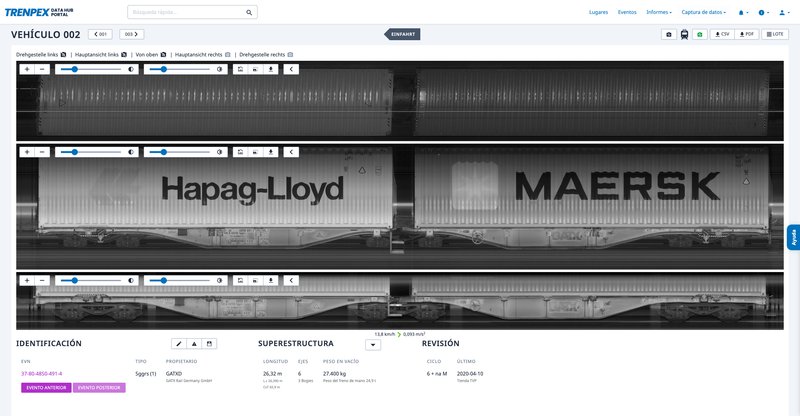 El portal TRENPEX proporciona a los clientes imágenes de alta resolución de cada detalle, hasta el tornillo más pequeño, en la vista de medición concreta.