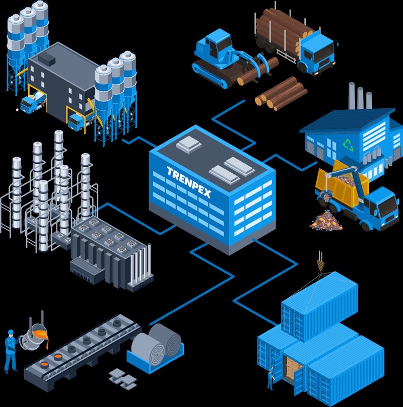 TRENPEX is suitable for industrial companies in a wide range of sectors: steel, chemical, agricultural, wood, scrap, and waste disposal companies, as well as container terminals for intermodal transport, rely on TRENPEX. This is because TRENPEX collects the necessary sensor data for all industries and uses it to provide companies with valuable logistics information.